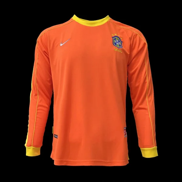 Brazil 1998-99 Orange Goalkeeper Retro Long Sleeve Jersey