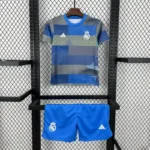 Real Madrid 2025-26 Blue Grey Patchwork Training Kids Kit