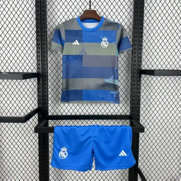 Real Madrid 2025-26 Blue Grey Patchwork Training Kids Kit