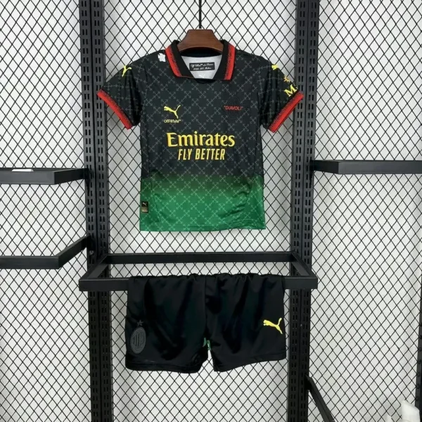 AC Milan 2025-26 Black Co-Branded Kids Kit