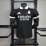 Real Madrid 2025-26 Black White Collar Co-Branded Jersey Player Version