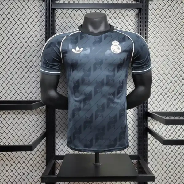 Real Madrid 2025-26 Dark Grey Geometric Co-Branded Jersey Player Version