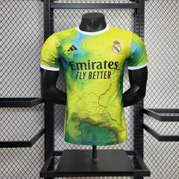 Real Madrid 2025-26 Green Blue Terrain Map Special Edition Jersey Player Version