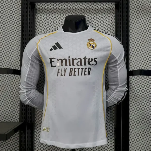 Real Madrid 2025-26 Home Long Sleeve Jersey Player Version