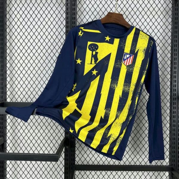 Atletico Madrid 2025-26 Blue Yellow Pre-Match Training Long Sleeve Jersey