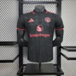 Manchester United 2025-26 Black Red Crest Co-Branded Jersey Player Version