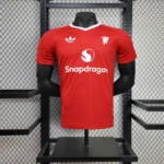 Manchester United 2025-26 Red Pinstripes Crest Co-Branded Jersey Player Version
