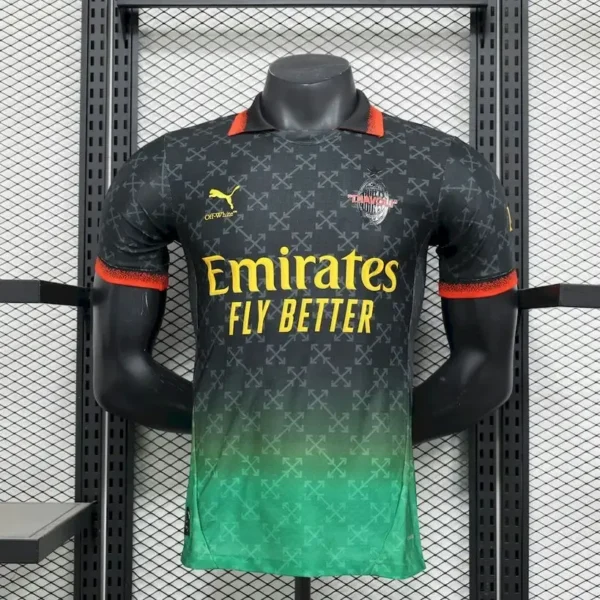 AC Milan 2025-26 Black Green Gradient Co-Branded Jersey Player Version