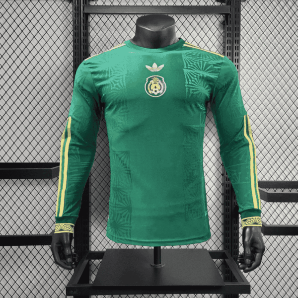 Mexico 2025-26 Gold Cup Edition Green Gold Long Sleeve Jersey Player Version