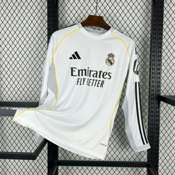 Real Madrid 2025-26 Home Long Sleeve Jersey Fan Version