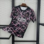 PSG 2025-26 Black with Pink Laser Grid Pattern Pre-Match Training Jersey