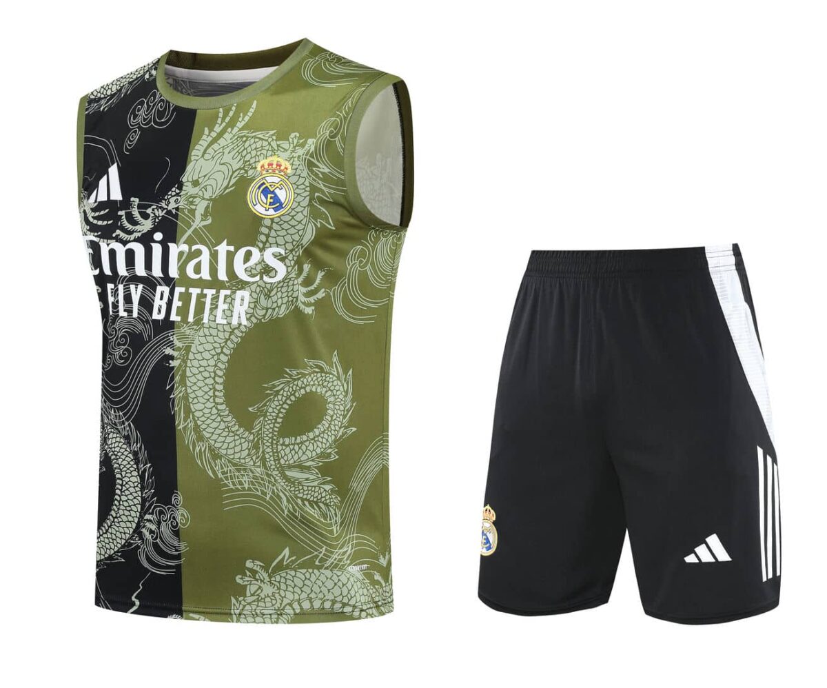Real Madrid 2025-26 Green Dragon Vest Training Kit - Image 1