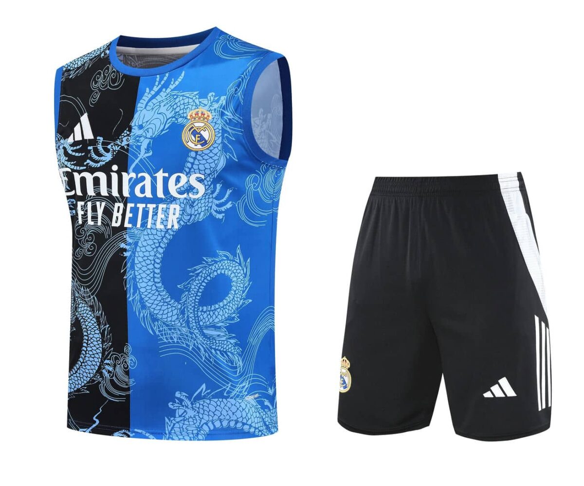Real Madrid 2025-26 Blue Dragon Vest Training Kit - Image 1