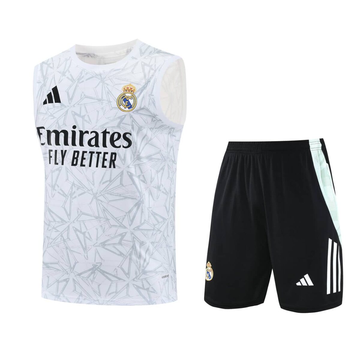 Real Madrid 2025-26 White Geometric Vest Training Kit - Image 1