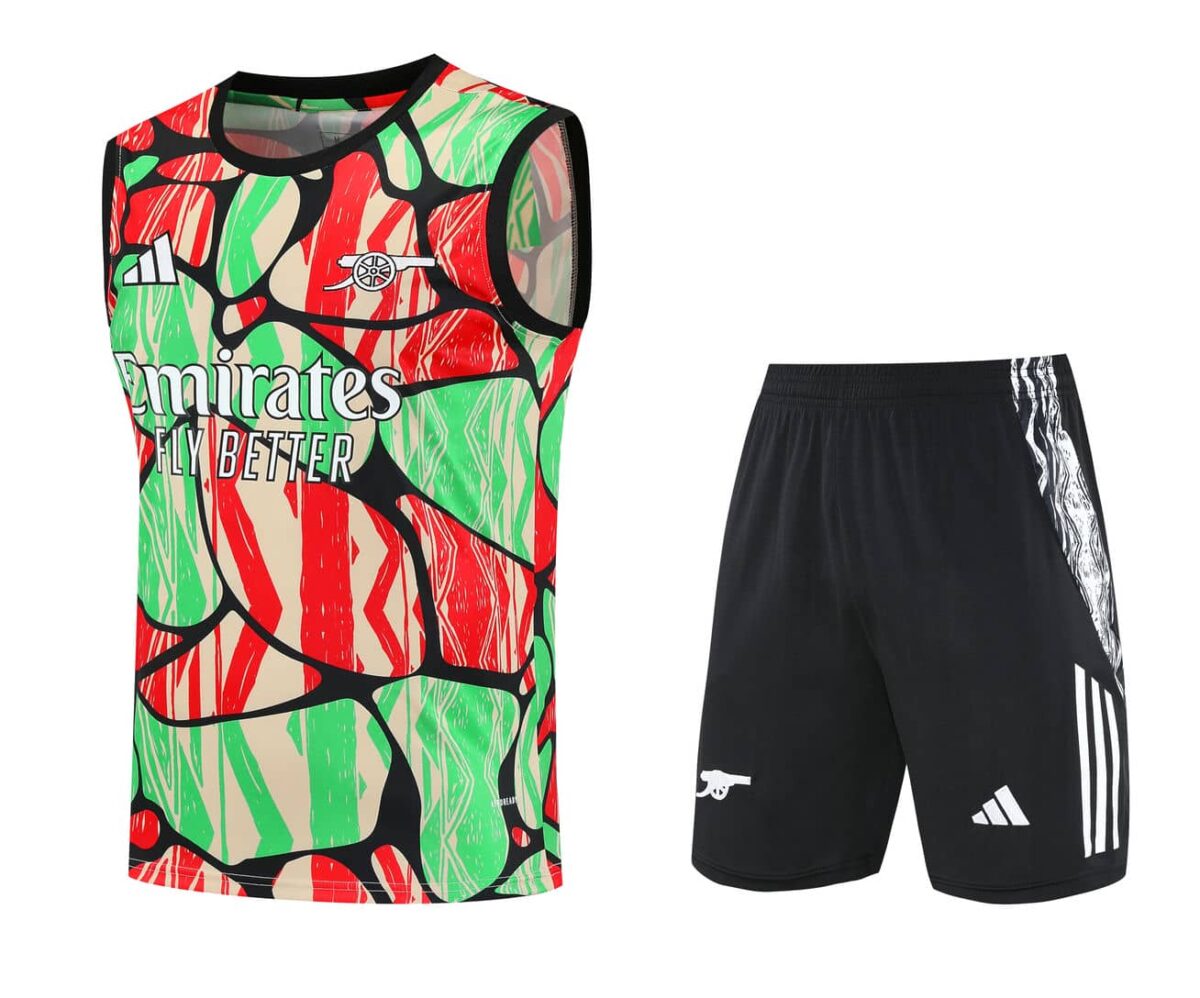 Arsenal 2025-26 Red Green Beige (Pattern Edition) Vest Training Kit - Image 1