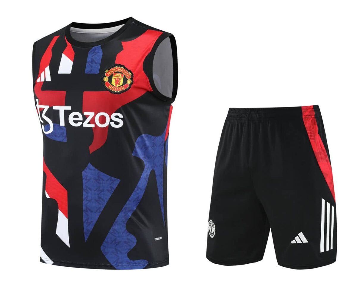 Manchester United 2025-26 Black Colorblock Vest Training Kit - Image 1