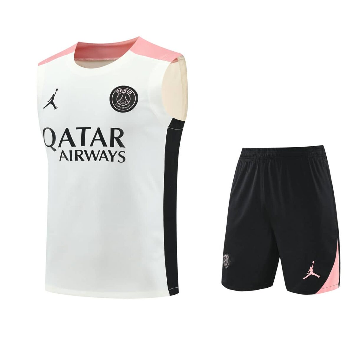 PSG Jordan 2025-26 White Black Pink Vest Training Kit - Image 1