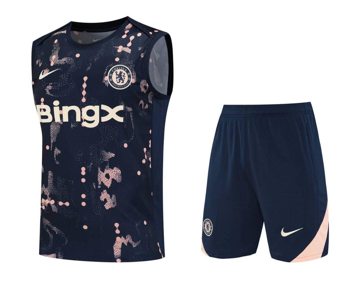 Chelsea 2025-26 Navy Pink Dot Vest Training Kit - Image 1