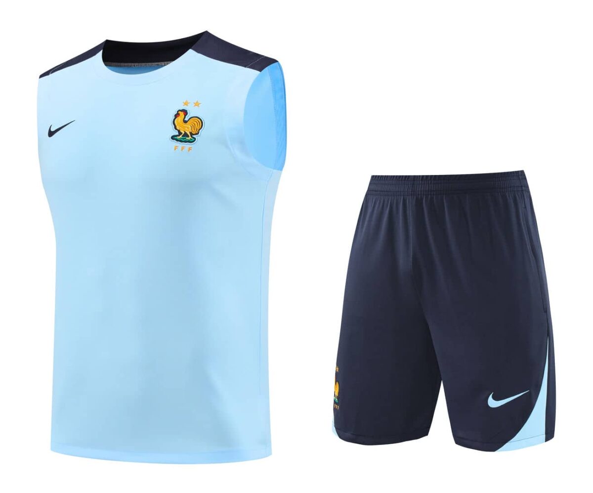 France 2025-26 Light Blue and Black Vest Training Kit - Image 1