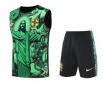 Brazil 2025-26 Green Jesus Graphic Vest Training Kit