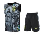 Brazil 2025-26 Grey Jesus Graphic Vest Training Kit