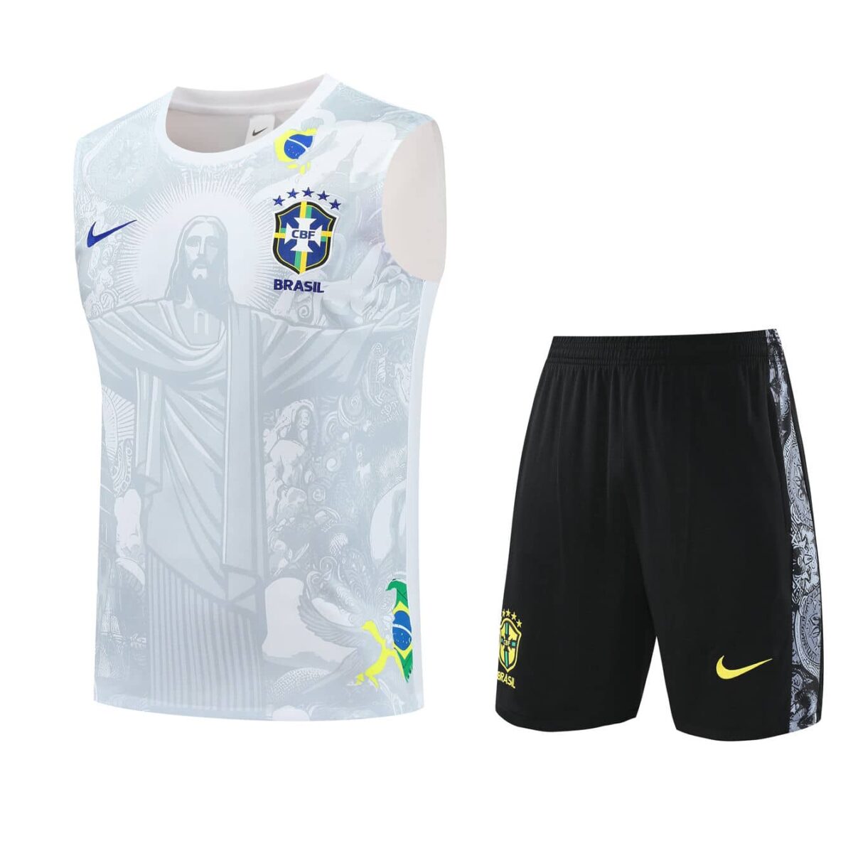Brazil 2025-26 White Jesus Graphic Vest Training Kit - Image 1