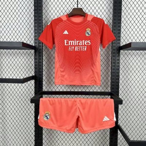 Real Madrid 2025-26 Red Gradient Goalkeeper Kids Kit