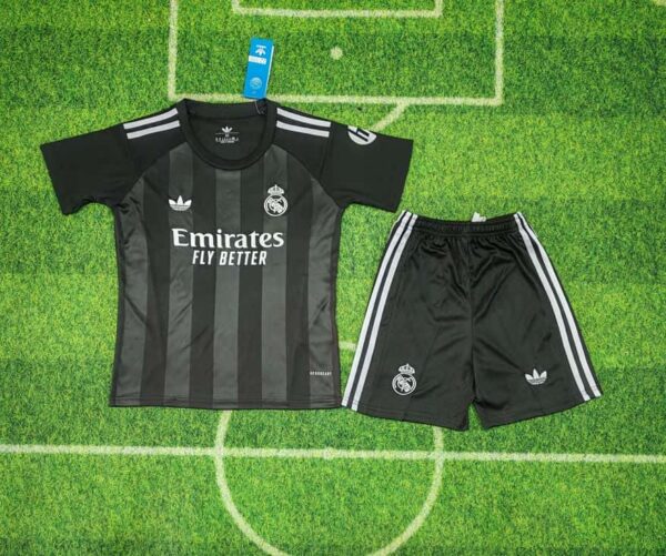 Real Madrid 2025-26 Black Goalkeeper Kids Kit