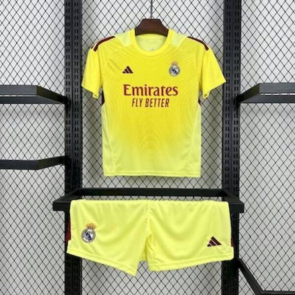 Real Madrid 2025-26 Yellow Goalkeeper Kids Kit