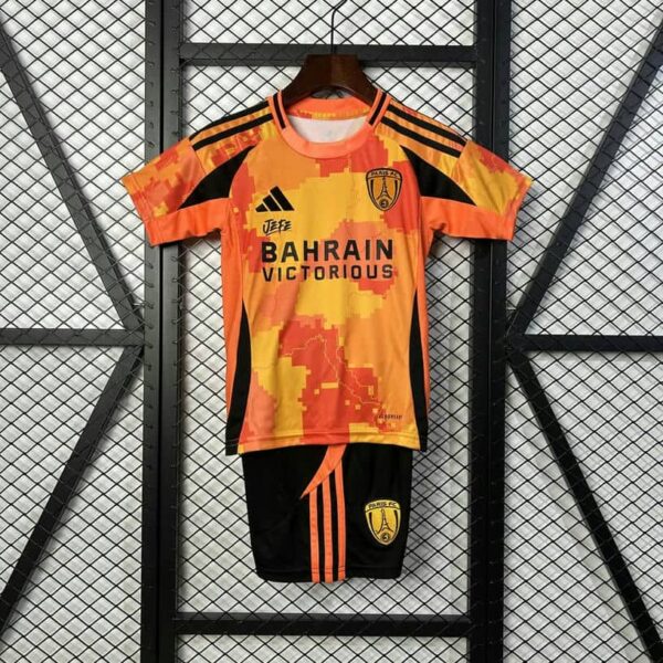 PSG 2025-26 Orange Yellow Digital Camo Pattern Kids Kit
