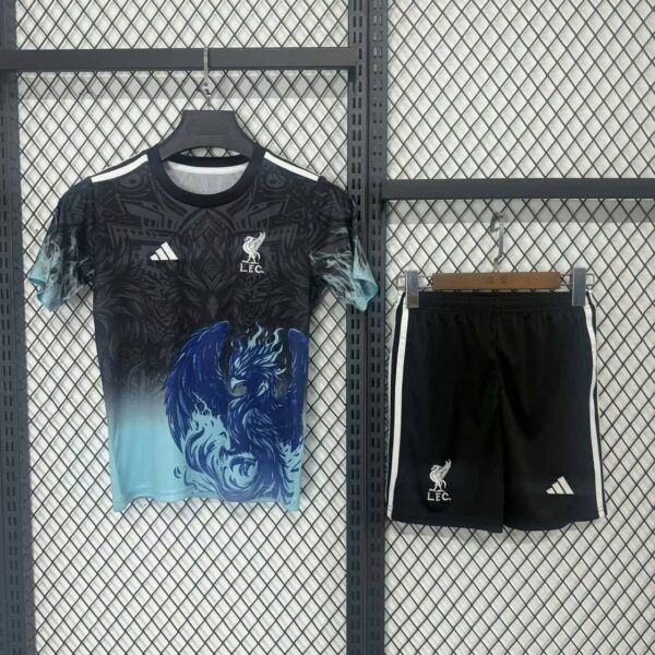 Liverpool 2025-26 Black Blue Phoenix Special Edition Kids Kit