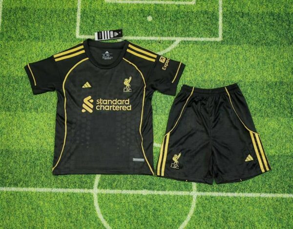 Liverpool 2025-26 Black Gold Special Edition Kids Kit