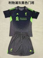 Liverpool 2025-26 Black Green Goalkeeper Kids Kit