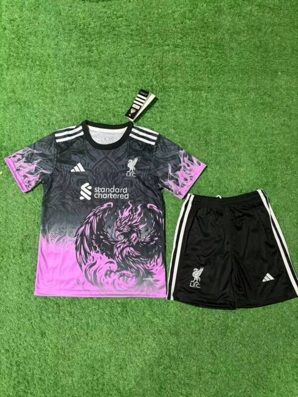 Liverpool 2025-26 Black Pink Phoenix Special Edition Kids Kit