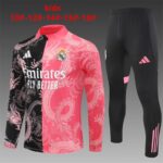 Real Madrid 2025-26 Black Pink Dragon Half Zip Long Sleeve Kids Training Kit