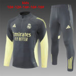 Real Madrid 2025-26 Dark Grey Half Zip Long Sleeve Kids Training Kit