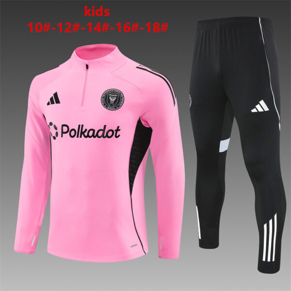 Inter Miami CF 2025-26 Pink Half Zip Long Sleeve Kids Training Kit