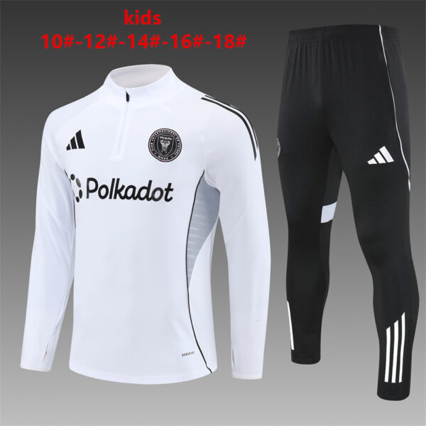 Inter Miami CF 2025-26 White Half Zip Long Sleeve Kids Training Kit