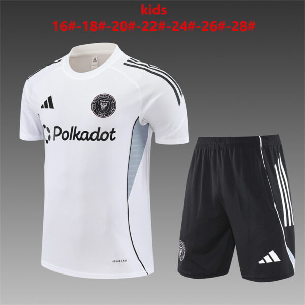 Inter Miami CF 2025-26 White Short Sleeve Kids Training Kit