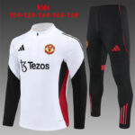 Manchester United 2025-26 White Half Zip Long Sleeve Kids Training Kit