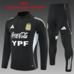 Argentina 2025-26 Black Half Zip Long Sleeve Kids Training Kit