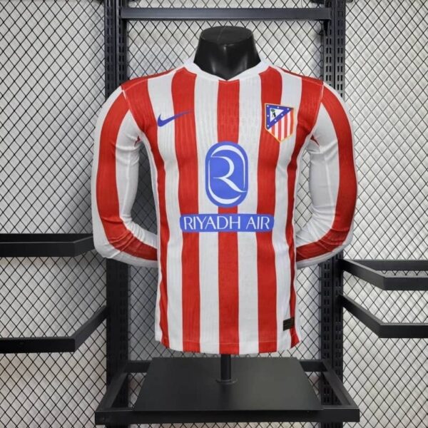 Atletico Madrid 2025-26 Home Long Sleeve Jersey Player Version