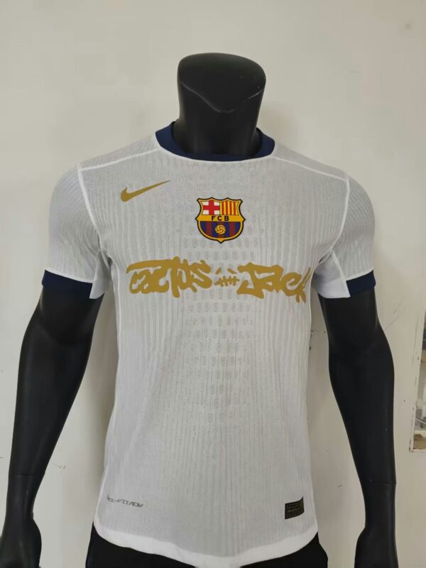 Barcelona 2025-26 White Gold Graffiti Cactus Jack Special Edition Jersey Player Version