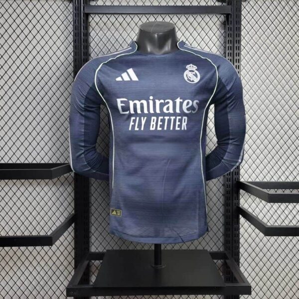 Real Madrid 2025-26 Away Long Sleeve Jersey Player Version