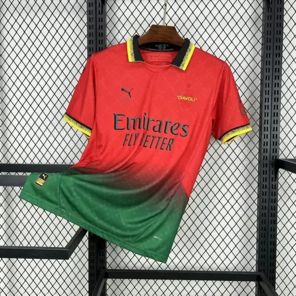 AC Milan 2025-26 Red & Green Co-Branded Diavoli OFF-WHITE Jersey