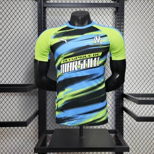 Olympique de Marseille 2025-26 Green Blue Brushstroke Training Jersey Player Version