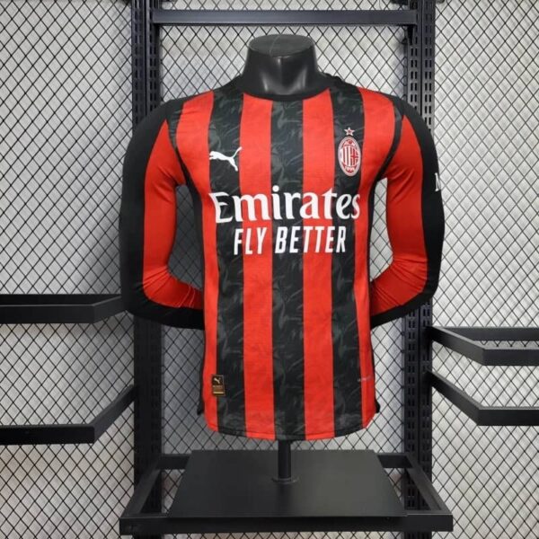 AC Milan 2025-26 Home Long Sleeve Jersey Player Version