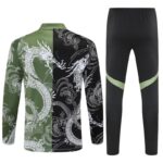 Real Madrid 2025-26 Black Green Half Zip Long Sleeve Training Kit - Image 2
