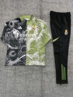 Real Madrid 2025-26 Black Green Dragon Half Zip Long Sleeve Kids Training Kit - Image 2