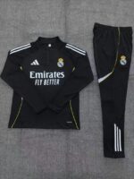 Real Madrid 2025-26 Black Half Zip Long Sleeve Kids Training Kit - Image 2